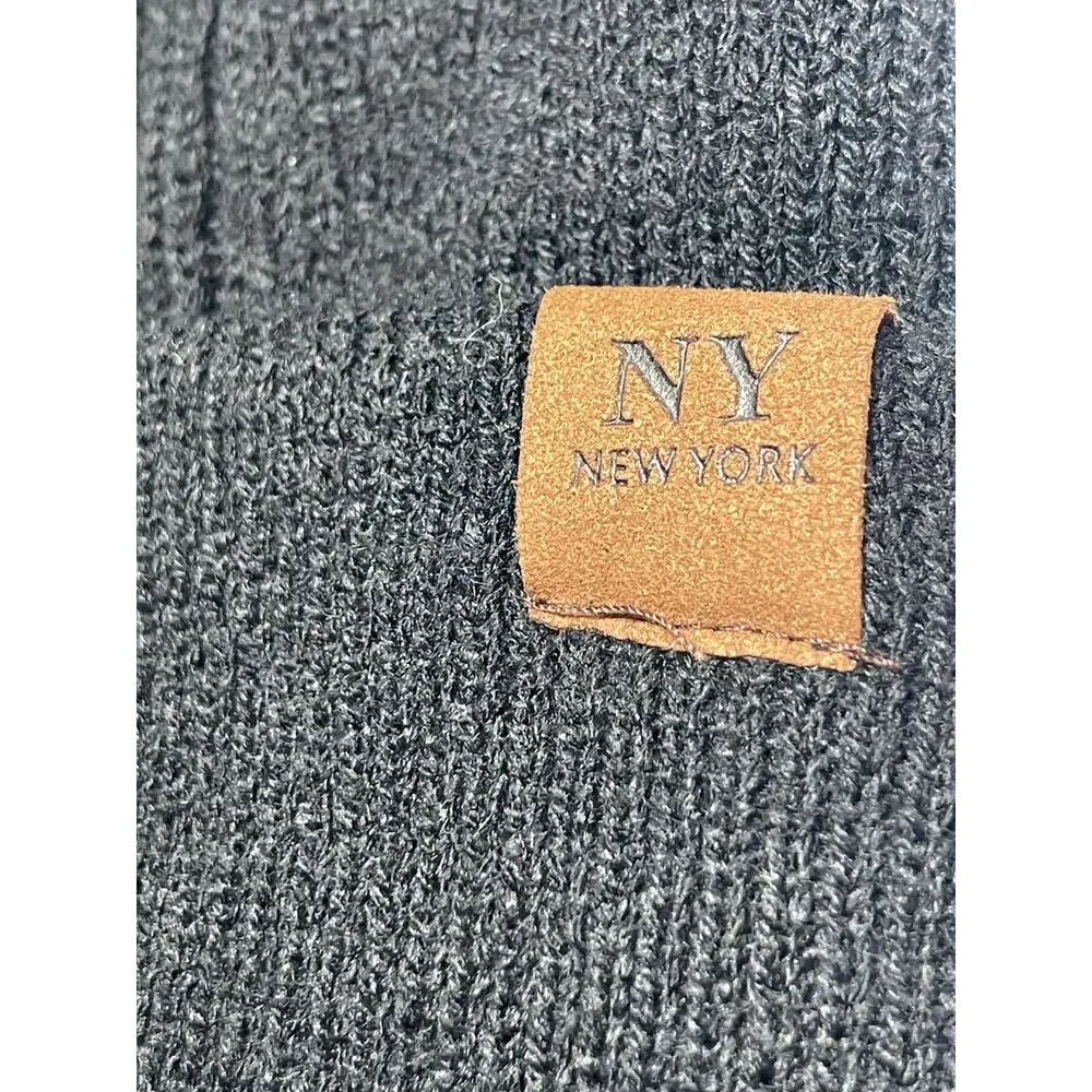 NY New York Women's Black Rib Knit Cuffed Snow Winter Bonnet Beanie Hat One Size